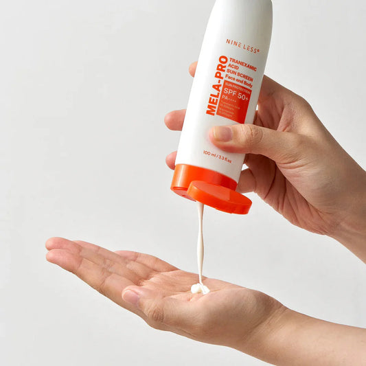 NINE LESS MELA-PRO Tranexanic Acid Sun Screen Face & Body SPF50+ PA++++, 100 ml