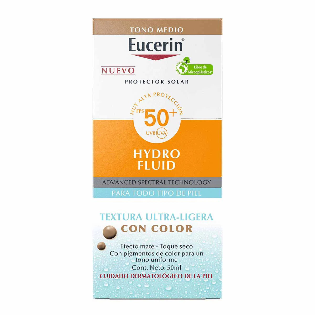 Eucerin Hydro Fluid SPF50+ Con color Tono Medio 50 ml