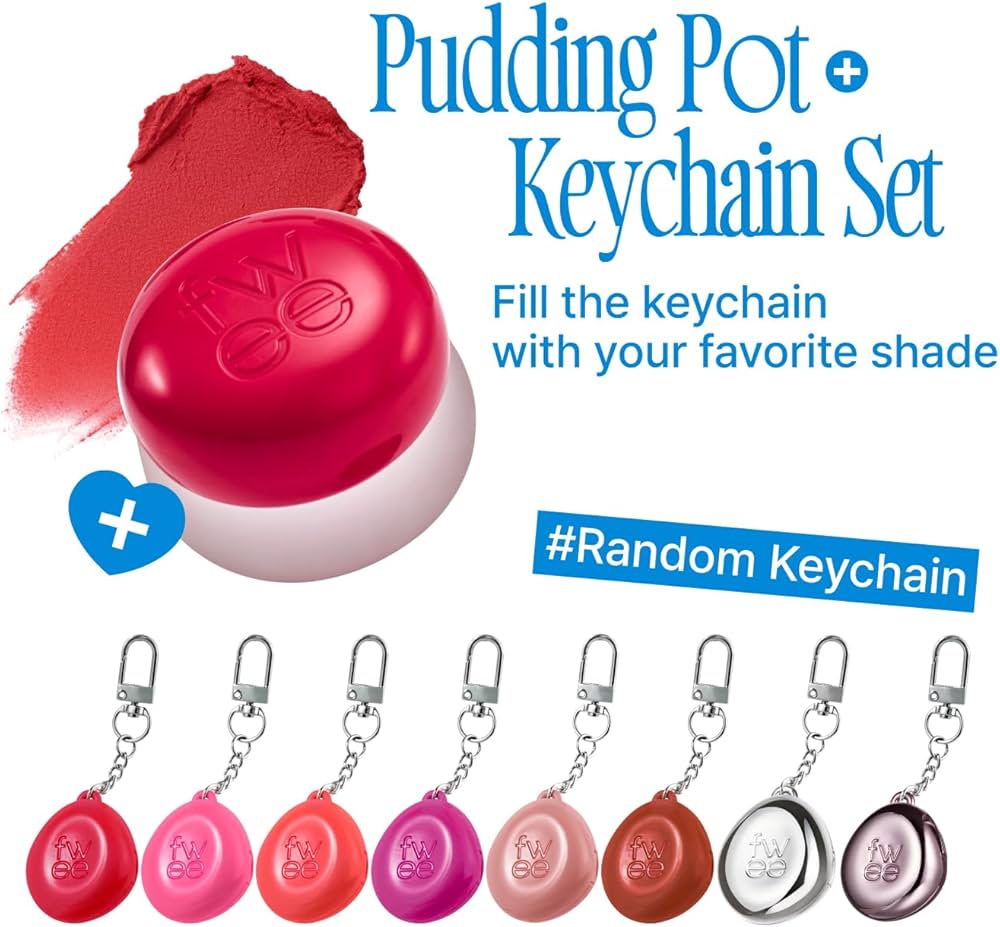 fwee - Set de Labial y Rubor Multiusos con Llavero Pudding Pot Keyring Set